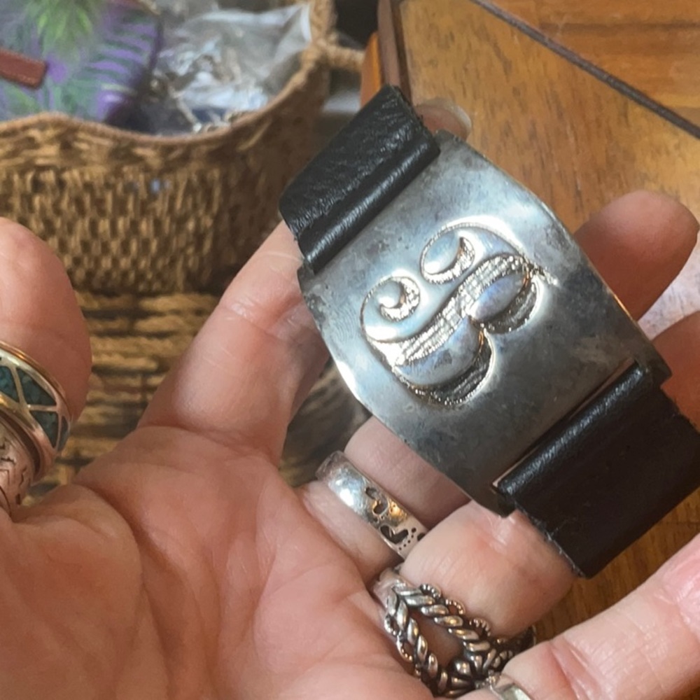 Awesome Lisa Stewart bracelet, leather and initial B